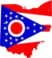 Ohio State map with the flag clipart