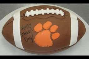 Clemson Tiger Paw on the football ball