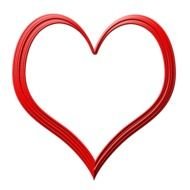red heart drawn by felt-tip pen on white sheet
