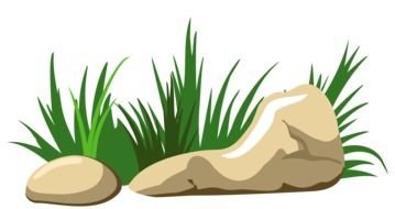 stones in the grass as a graphic illustration