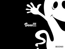 white ghost on a black background