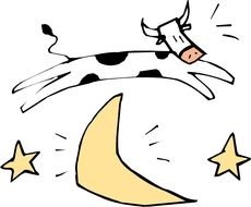 Clip art of The Cow Jumped Over Moon