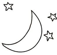 painted white crescent moon and stars