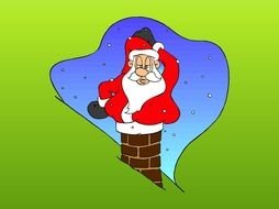 Santa In Chimney drawing