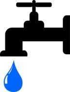 black water tap and blue drop as a graphic illustration