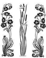 painted three black and white aquatic plants