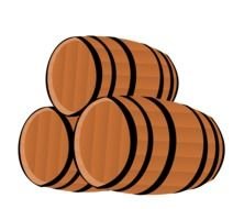 isolated wooden barrels