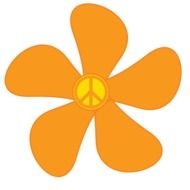 orange Flower and Peace Sign drawing