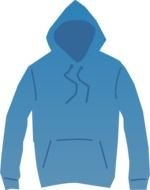 blue mens Jacket with hood, drawing