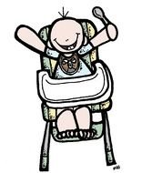 Cartoon baby high on the chair clipart