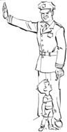 Policeman and boy Drawing
