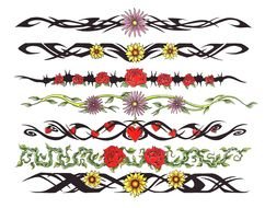 Armband floral tattoos on a white background