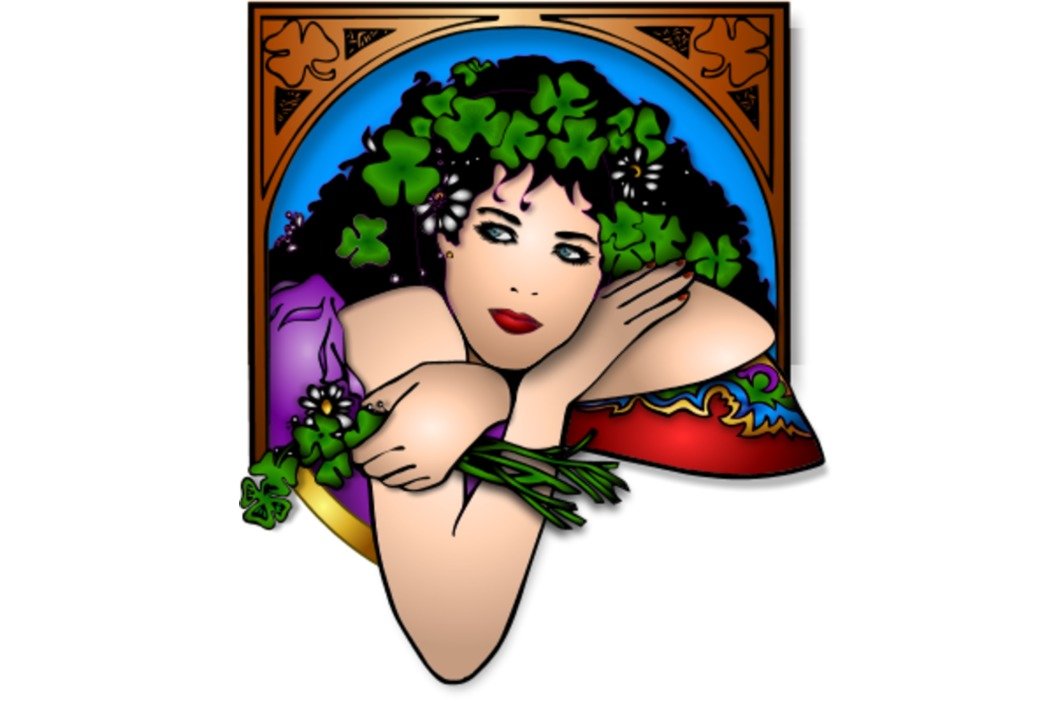 Girl With Flowers Clip Art