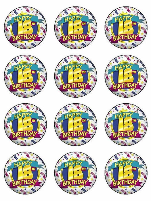 18th Birthday Cupcake Toppers