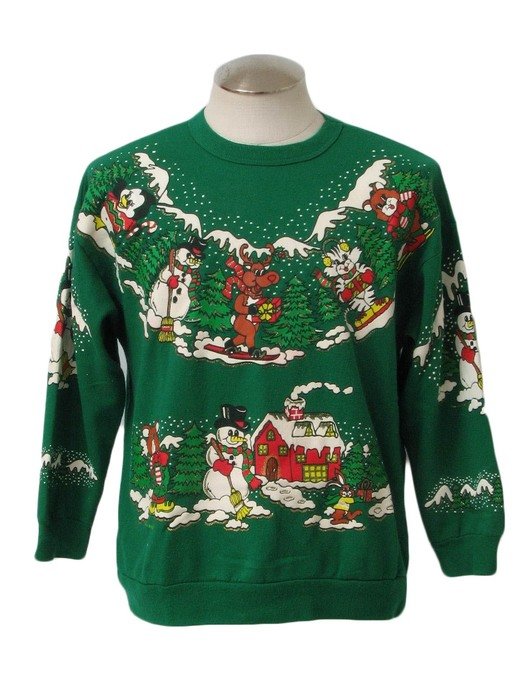 Green Christmas sweater on a mannequin