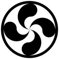 black fan symbol on a white background