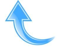 Clip art of Blue Curved Arrow