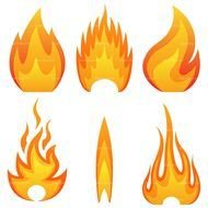 fire flame of different types on a white background