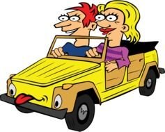 Clipart of Girl And Boy are Driving Car