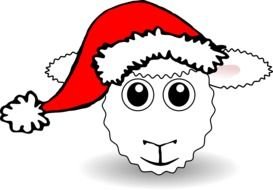 lamb face in Santa Hat, Clip Art