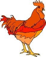 Red rooster, side view, Clip Art