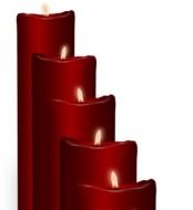 row of red christmas candles