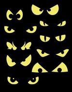 set of Spooky Eyes at black background