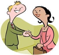 Cartoon Two People Meeting Each Other