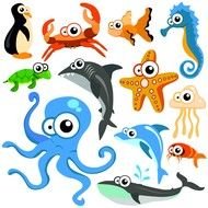 Cute Cartoon Sea Animals drawing