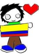 cartoon person with flag and red heart