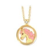 Horse Pony Pink Painted Pendant Necklace In Gift Box