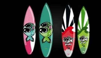 surfboards on the black background