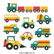 Cute Vehicle Collection Free Vector