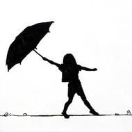 Little Girl With Umbrella, blackSilhouette