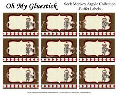 Free Sock Monkey Printable Labels