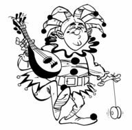Black and white drawing of Jester clipart