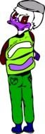 Donald Duck in green clothes, drawing
