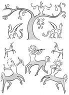 coloring page with centaurs