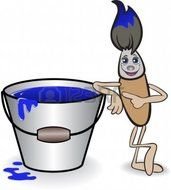 With A Big Bucket Of Blue Paint drawing