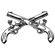 Army Military Police Crossed Pistols In Black And White