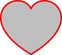 grey and Red Heart Outline drawing