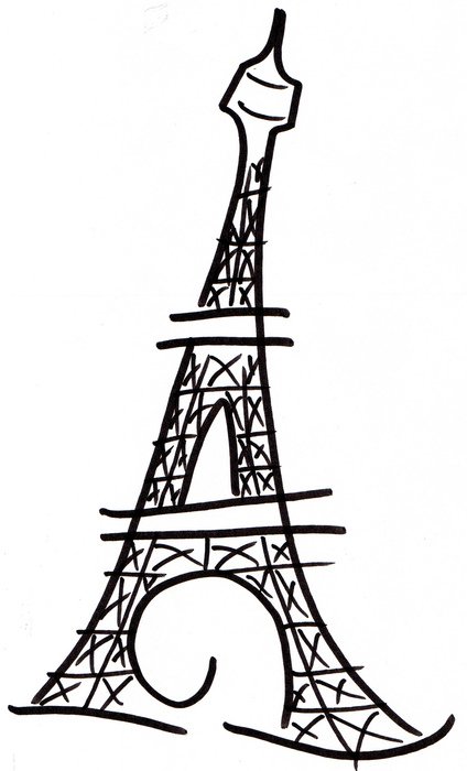 Eiffel Tower, stylish hand Drawing