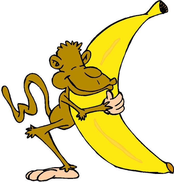 drawing of a monkey with a banana