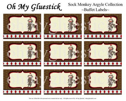 Free Sock Monkey Printable Labels