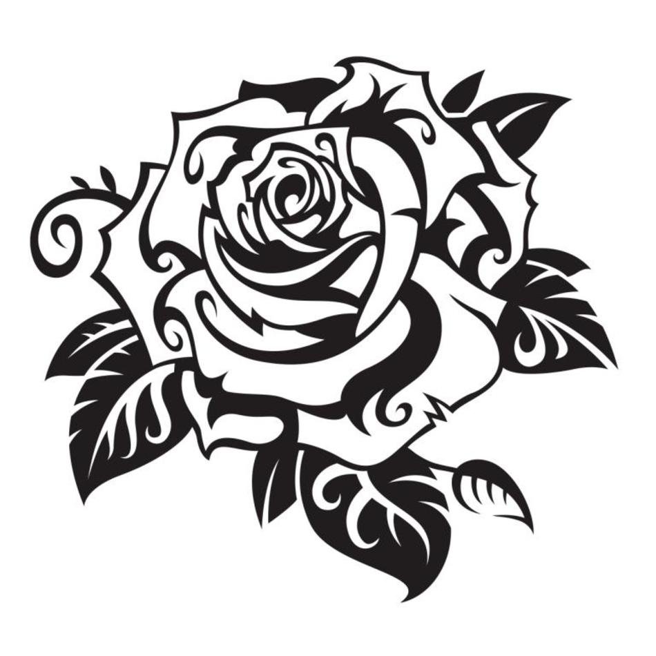 Black And White Rose Vector N2