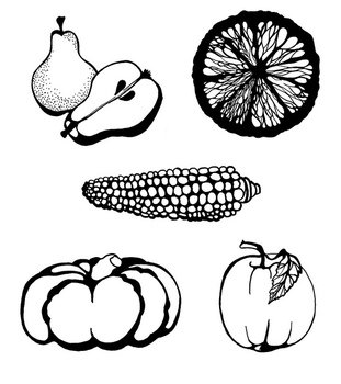 Black And White Vegetable Clip Art N6