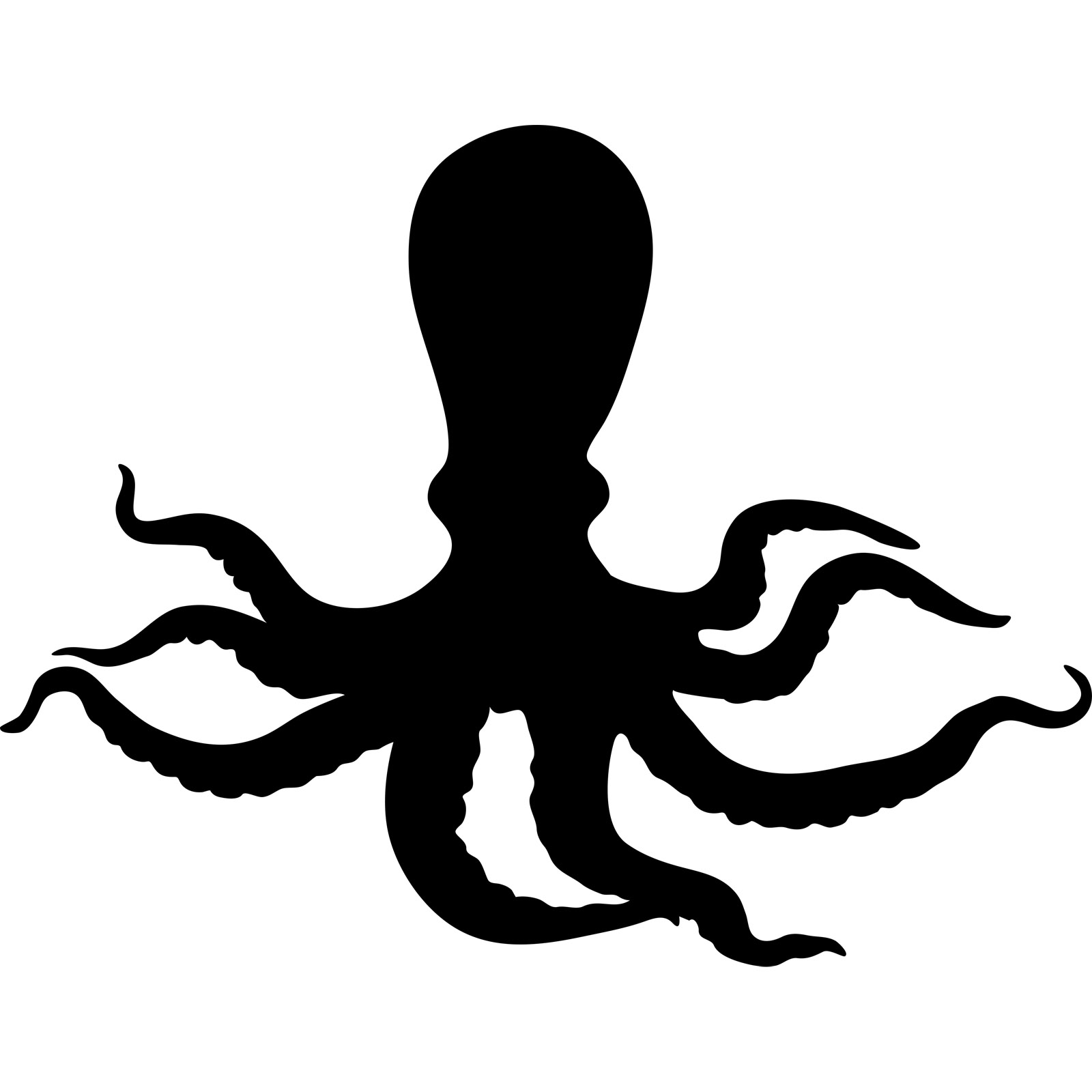 Black Silhouette Of An Octopus With Long Tentacles Free Image