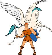 Clipart of Hercules And Pegasus
