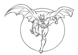 Black and white drawing of the running Batman clipart