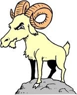 drawing of a goat on a stone